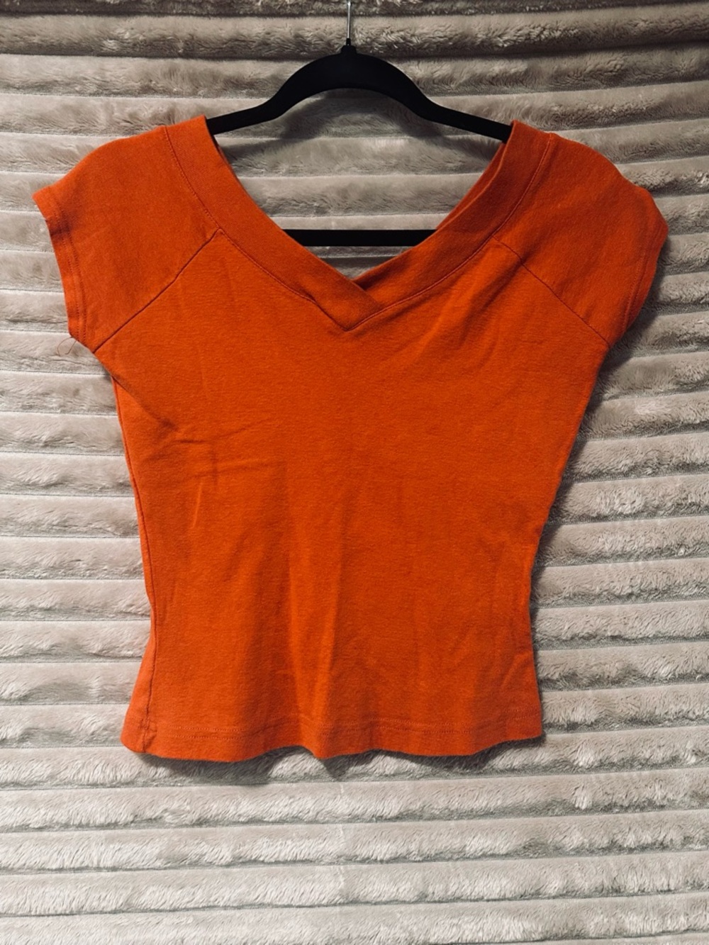 Energie Women's Orange V-Neck Short Sleeve Tee